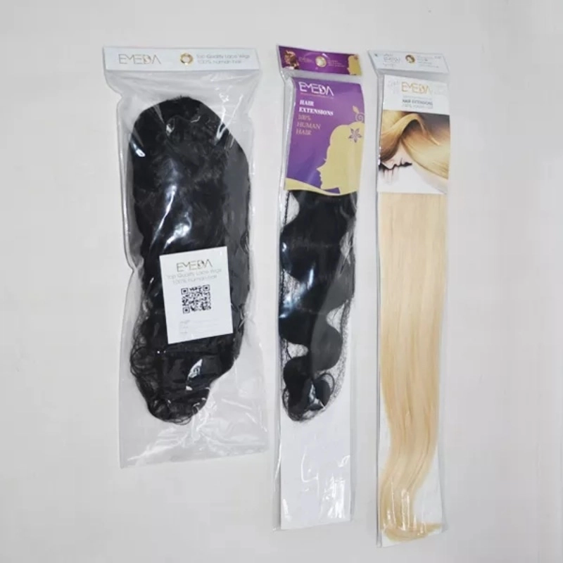 EMEDA Human hair extension topper wig package label customize HJ 046